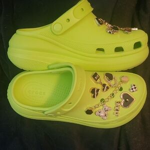 CROCS Green Slippers with Ventilation and Charms